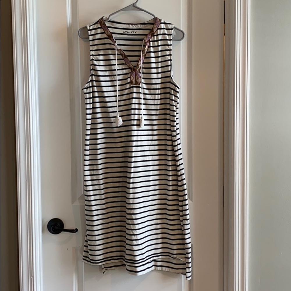 Ava & Vic black and white striped shirt dress
